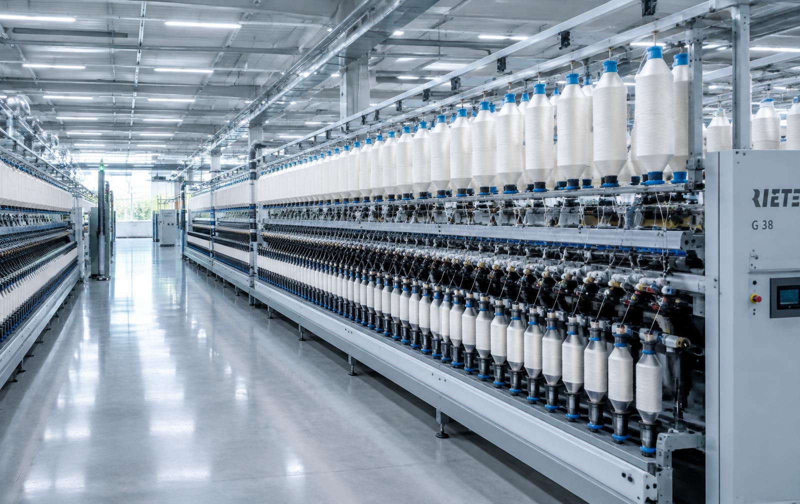 Compact ring spinning frames on the mill floor